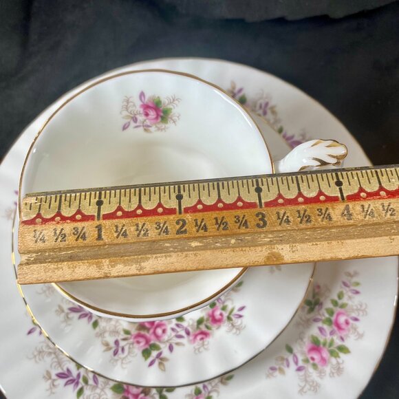 1960 Vintage Royal Albert Tea cup, Saucer, and Dessert Plate, Lavender Rose, - Picture 9 of 10